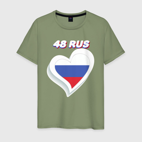 Мужская футболка хлопок с принтом 48 регион Липецкая область в Новосибирске, 100% хлопок | прямой крой, круглый вырез горловины, длина до линии бедер, слегка спущенное плечо. | 