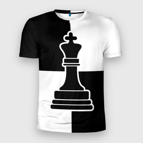 Мужская футболка 3D Slim с принтом Шахматы   ферзь в Екатеринбурге, 100% полиэстер с улучшенными характеристиками | приталенный силуэт, круглая горловина, широкие плечи, сужается к линии бедра | 