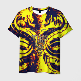 Мужская футболка 3D с принтом The elder scrolls dragon в Кировске, 100% полиэфир | прямой крой, круглый вырез горловины, длина до линии бедер | 