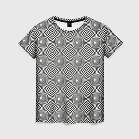 Женская футболка 3D с принтом Линии в квадрате в Курске, 100% полиэфир ( синтетическое хлопкоподобное полотно) | прямой крой, круглый вырез горловины, длина до линии бедер | 