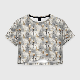 Женская футболка Crop-top 3D с принтом Winter fairy tale в Кировске, 100% полиэстер | круглая горловина, длина футболки до линии талии, рукава с отворотами | 