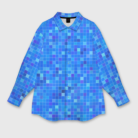 Мужская рубашка oversize 3D с принтом Голубая мозаика в Курске,  |  | 