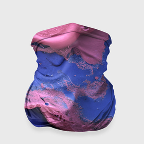 Бандана-труба 3D с принтом Розовая пена на синей краске в Санкт-Петербурге, 100% полиэстер, ткань с особыми свойствами — Activecool | плотность 150‒180 г/м2; хорошо тянется, но сохраняет форму | 