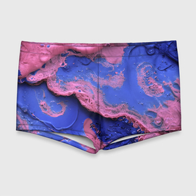 Мужские купальные плавки 3D с принтом Розовая пена на синей краске в Курске, Полиэстер 85%, Спандекс 15% |  | 