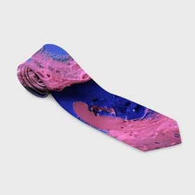 Галстук 3D с принтом Розовая пена на синей краске в Санкт-Петербурге, 100% полиэстер | Длина 148 см; Плотность 150-180 г/м2 | 