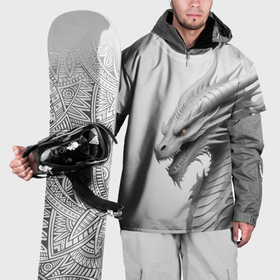 Накидка на куртку 3D с принтом Белый дракон минимализм , 100% полиэстер |  | 