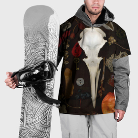 Накидка на куртку 3D с принтом Череп и физалис over в Екатеринбурге, 100% полиэстер |  | Тематика изображения на принте: 
