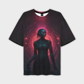 Мужская футболка oversize 3D с принтом Ведьма в неоновом свете ,  |  | 