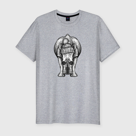 Мужская футболка хлопок Slim с принтом Носорог стильный анфас в Курске, 92% хлопок, 8% лайкра | приталенный силуэт, круглый вырез ворота, длина до линии бедра, короткий рукав | 