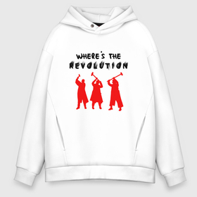 Мужское худи Oversize хлопок с принтом Depeche Mode   Wheres The Revolution в Екатеринбурге, френч-терри — 70% хлопок, 30% полиэстер. Мягкий теплый начес внутри —100% хлопок | боковые карманы, эластичные манжеты и нижняя кромка, капюшон на магнитной кнопке | Тематика изображения на принте: 