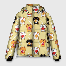 Мужская зимняя куртка 3D с принтом Котята печенье в Екатеринбурге, верх — 100% полиэстер; подкладка — 100% полиэстер; утеплитель — 100% полиэстер | длина ниже бедра, свободный силуэт Оверсайз. Есть воротник-стойка, отстегивающийся капюшон и ветрозащитная планка. 

Боковые карманы с листочкой на кнопках и внутренний карман на молнии. | 