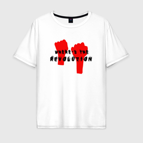 Мужская футболка хлопок Oversize с принтом Depeche Mode   Revolution mode в Белгороде, 100% хлопок | свободный крой, круглый ворот, “спинка” длиннее передней части | 