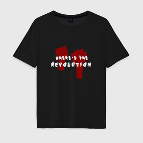 Мужская футболка хлопок Oversize с принтом Depeche Mode revolution в Белгороде, 100% хлопок | свободный крой, круглый ворот, “спинка” длиннее передней части | 