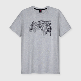 Мужская футболка хлопок Slim с принтом Стекающий тигр , 92% хлопок, 8% лайкра | приталенный силуэт, круглый вырез ворота, длина до линии бедра, короткий рукав | 