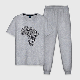 Мужская пижама хлопок с принтом Зебра из Африки , 100% хлопок | брюки и футболка прямого кроя, без карманов, на брюках мягкая резинка на поясе и по низу штанин
 | 