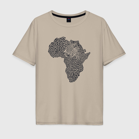 Мужская футболка хлопок Oversize с принтом Африканский леопард в Екатеринбурге, 100% хлопок | свободный крой, круглый ворот, “спинка” длиннее передней части | 