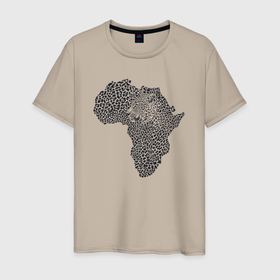 Мужская футболка хлопок с принтом Африканский леопард в Екатеринбурге, 100% хлопок | прямой крой, круглый вырез горловины, длина до линии бедер, слегка спущенное плечо. | 