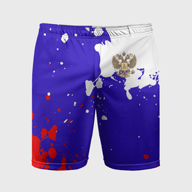 Мужские шорты спортивные с принтом Российский герб на триколоре в Тюмени,  |  | 