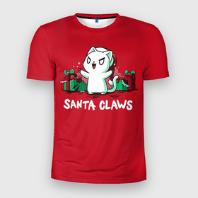 Мужская футболка 3D Slim с принтом Santa claws в Курске, 100% полиэстер с улучшенными характеристиками | приталенный силуэт, круглая горловина, широкие плечи, сужается к линии бедра | Тематика изображения на принте: 
