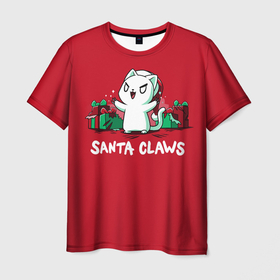 Мужская футболка 3D с принтом Santa claws в Курске, 100% полиэфир | прямой крой, круглый вырез горловины, длина до линии бедер | Тематика изображения на принте: 