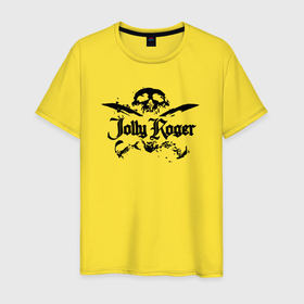 Мужская футболка хлопок с принтом Чёрный пиратский череп в Курске, 100% хлопок | прямой крой, круглый вырез горловины, длина до линии бедер, слегка спущенное плечо. | 