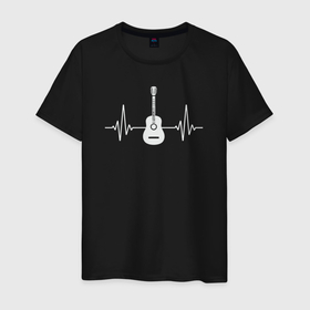 Мужская футболка хлопок с принтом Пульс гитарки в Тюмени, 100% хлопок | прямой крой, круглый вырез горловины, длина до линии бедер, слегка спущенное плечо. | 
