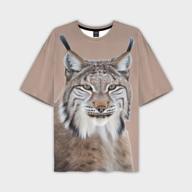 Мужская футболка oversize 3D с принтом Рысь лесная хищница ,  |  | 