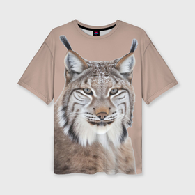 Женская футболка oversize 3D с принтом Рысь лесная хищница ,  |  | Тематика изображения на принте: 