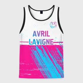 Мужская майка 3D с принтом Avril Lavigne neon gradient style посередине в Санкт-Петербурге, 100% полиэстер | круглая горловина, приталенный силуэт, длина до линии бедра. Пройма и горловина окантованы тонкой бейкой | 