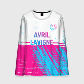 Мужской лонгслив 3D с принтом Avril Lavigne neon gradient style посередине в Санкт-Петербурге, 100% полиэстер | длинные рукава, круглый вырез горловины, полуприлегающий силуэт | 