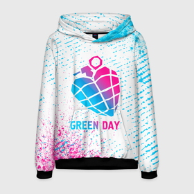 Мужская толстовка 3D с принтом Green Day neon gradient style в Кировске, 100% полиэстер | двухслойный капюшон со шнурком для регулировки, мягкие манжеты на рукавах и по низу толстовки, спереди карман-кенгуру с мягким внутренним слоем. | 