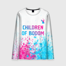 Мужской лонгслив 3D с принтом Children of Bodom neon gradient style посередине в Тюмени, 100% полиэстер | длинные рукава, круглый вырез горловины, полуприлегающий силуэт | 