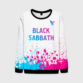Мужской свитшот 3D с принтом Black Sabbath neon gradient style посередине в Кировске, 100% полиэстер с мягким внутренним слоем | круглый вырез горловины, мягкая резинка на манжетах и поясе, свободная посадка по фигуре | 