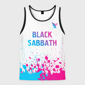 Мужская майка 3D с принтом Black Sabbath neon gradient style посередине в Новосибирске, 100% полиэстер | круглая горловина, приталенный силуэт, длина до линии бедра. Пройма и горловина окантованы тонкой бейкой | 