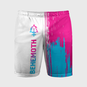 Мужские шорты спортивные с принтом Behemoth neon gradient style по вертикали в Курске,  |  | 