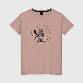 Женская футболка хлопок с принтом Зажигалка Fire Walk из Life is Strange , 100% хлопок | прямой крой, круглый вырез горловины, длина до линии бедер, слегка спущенное плечо | 