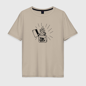 Мужская футболка хлопок Oversize с принтом Зажигалка Fire Walk из Life is Strange в Кировске, 100% хлопок | свободный крой, круглый ворот, “спинка” длиннее передней части | Тематика изображения на принте: 