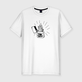Мужская футболка хлопок Slim с принтом Зажигалка Fire Walk из Life is Strange в Новосибирске, 92% хлопок, 8% лайкра | приталенный силуэт, круглый вырез ворота, длина до линии бедра, короткий рукав | 