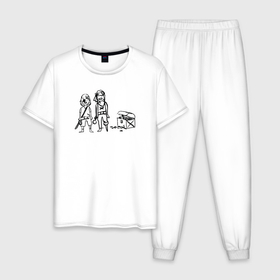 Мужская пижама хлопок с принтом Макс и Хлоя из Life is Strange в Тюмени, 100% хлопок | брюки и футболка прямого кроя, без карманов, на брюках мягкая резинка на поясе и по низу штанин
 | Тематика изображения на принте: 