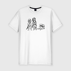 Мужская футболка хлопок Slim с принтом Макс и Хлоя из Life is Strange в Тюмени, 92% хлопок, 8% лайкра | приталенный силуэт, круглый вырез ворота, длина до линии бедра, короткий рукав | Тематика изображения на принте: 