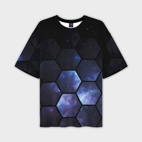 Мужская футболка oversize 3D с принтом Космические соты   геометрия в Новосибирске,  |  | Тематика изображения на принте: 