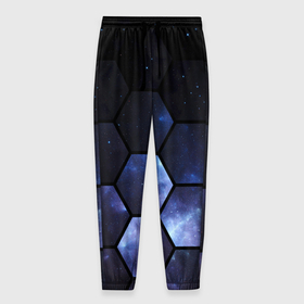 Мужские брюки 3D с принтом Космические соты   геометрия в Тюмени, 100% полиэстер | манжеты по низу, эластичный пояс регулируется шнурком, по бокам два кармана без застежек, внутренняя часть кармана из мелкой сетки | 