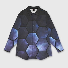 Мужская рубашка oversize 3D с принтом Космические соты   геометрия в Белгороде,  |  | 