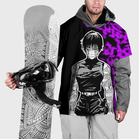 Накидка на куртку 3D с принтом Маки Зенин и фиолетовый огонь   Магическая битва в Екатеринбурге, 100% полиэстер |  | Тематика изображения на принте: 