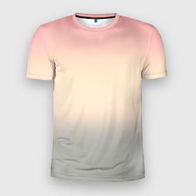 Мужская футболка 3D Slim с принтом Персиковый и серый градиент в Белгороде, 100% полиэстер с улучшенными характеристиками | приталенный силуэт, круглая горловина, широкие плечи, сужается к линии бедра | 