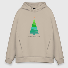 Мужское худи Oversize хлопок с принтом New Year abstract tree в Тюмени, френч-терри — 70% хлопок, 30% полиэстер. Мягкий теплый начес внутри —100% хлопок | боковые карманы, эластичные манжеты и нижняя кромка, капюшон на магнитной кнопке | 