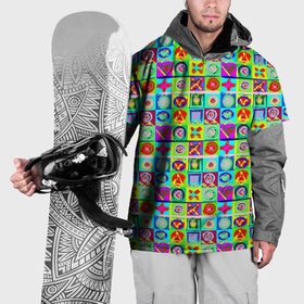 Накидка на куртку 3D с принтом Сердца и квадраты абстракция в Курске, 100% полиэстер |  | Тематика изображения на принте: 