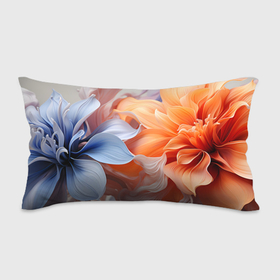 Подушка 3D антистресс с принтом Голубой и оранжевый цветок в Курске, наволочка — 100% полиэстер, наполнитель — вспененный полистирол | состоит из подушки и наволочки на молнии | 