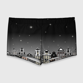 Мужские купальные плавки 3D с принтом Ночной город и звездное небо в Кировске, Полиэстер 85%, Спандекс 15% |  | Тематика изображения на принте: 