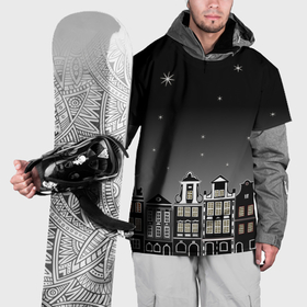 Накидка на куртку 3D с принтом Ночной город и звездное небо в Тюмени, 100% полиэстер |  | Тематика изображения на принте: 
